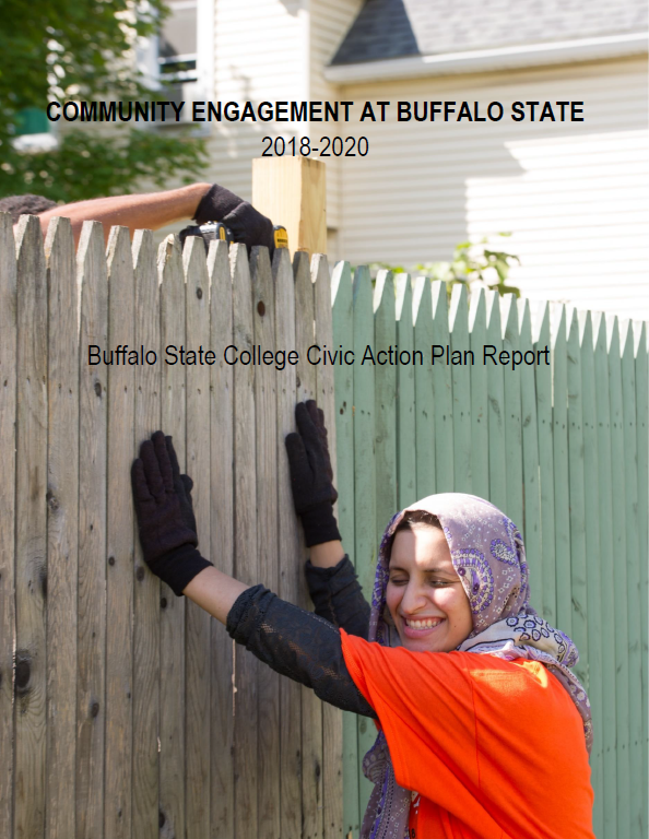 Community Engagement at Buffalo State 2017 - 2018. Buffalo State College Civic Action Plan report cover page